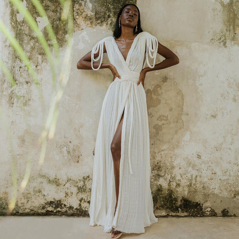 Rope Strapless Sexy Halter LooseDress