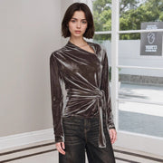 Half-open-collar Long-sleeve Top