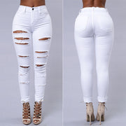 Ripped Jeans - Skinny Trousers - High Waist Pencil Pants