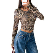 Vintage Leopard Print Long-sleeved Top
