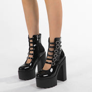 Chic Patent Platform Chunky Heel Heels