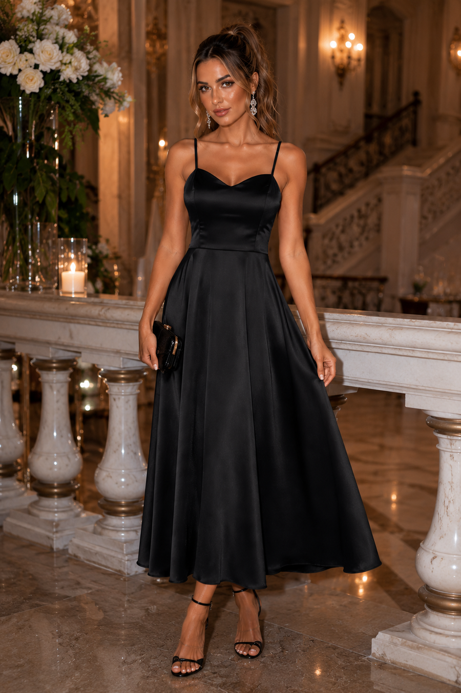Slim Satin Strap Dress – Lady Sabrina