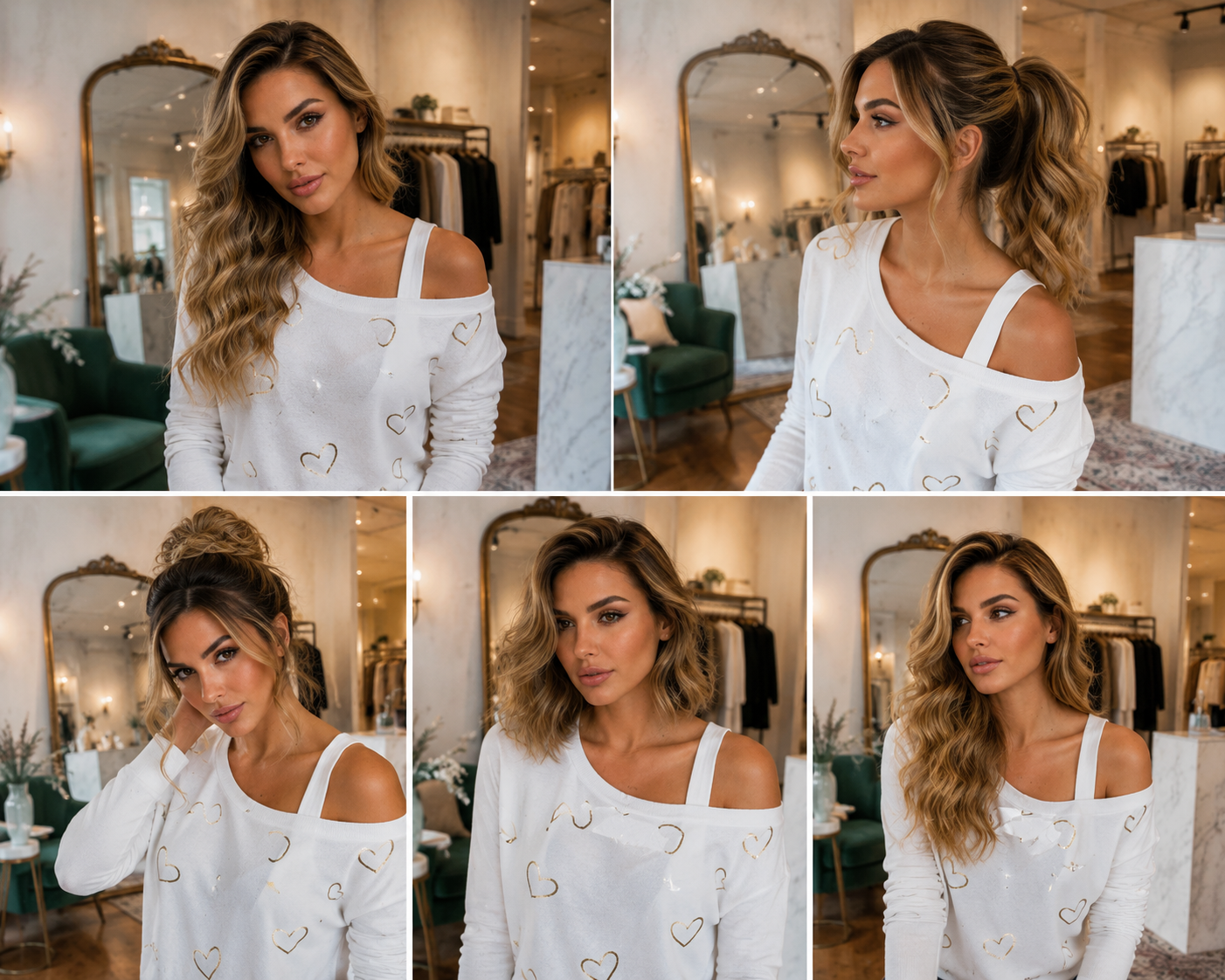 Golden Heart Printed on a Strapless Sexy Pullover Long Sleeve Top